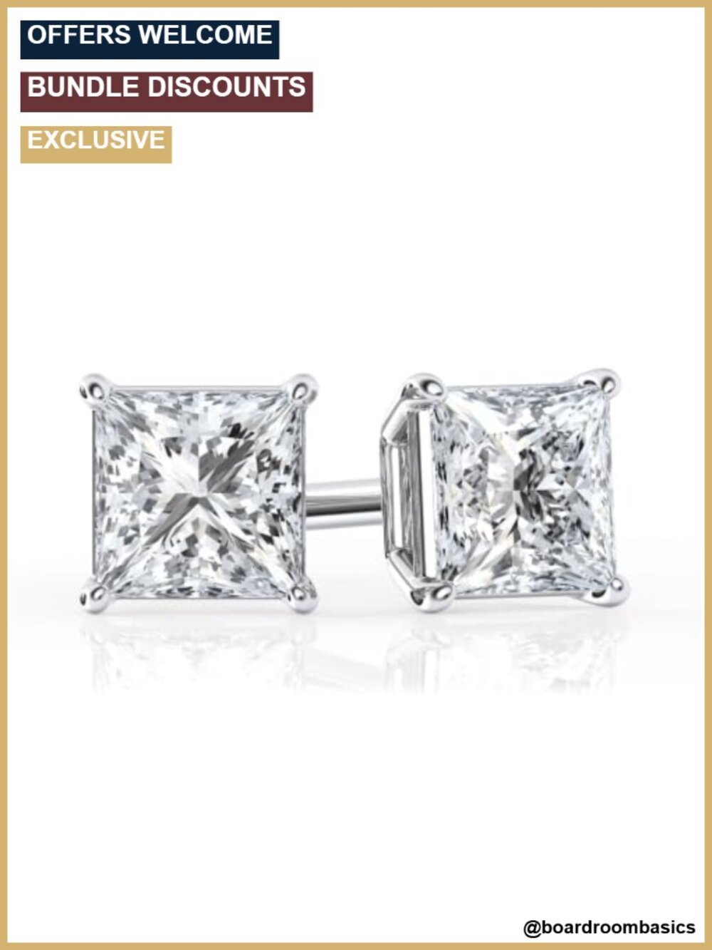 Lab Grown Diamond Stud Earrings 1/2 cttw Princess Cut Sterling Silver